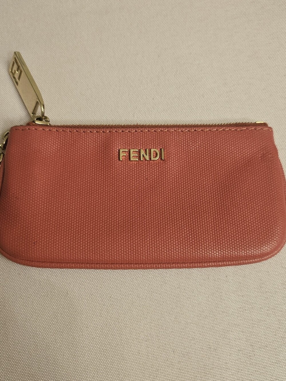 Fendi Coral Coated Canvas Key Pouch